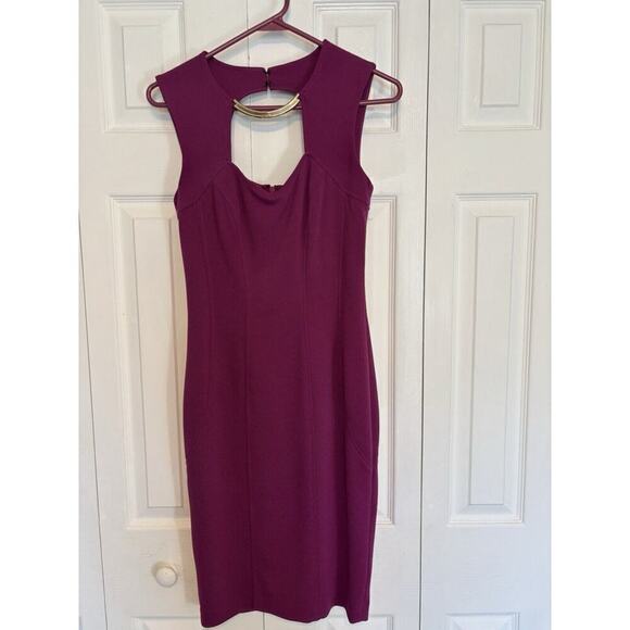 Cache Womens Purple Sleeveless Sheath Dress Key Whole Size 0 90s - Picture 1 of 9